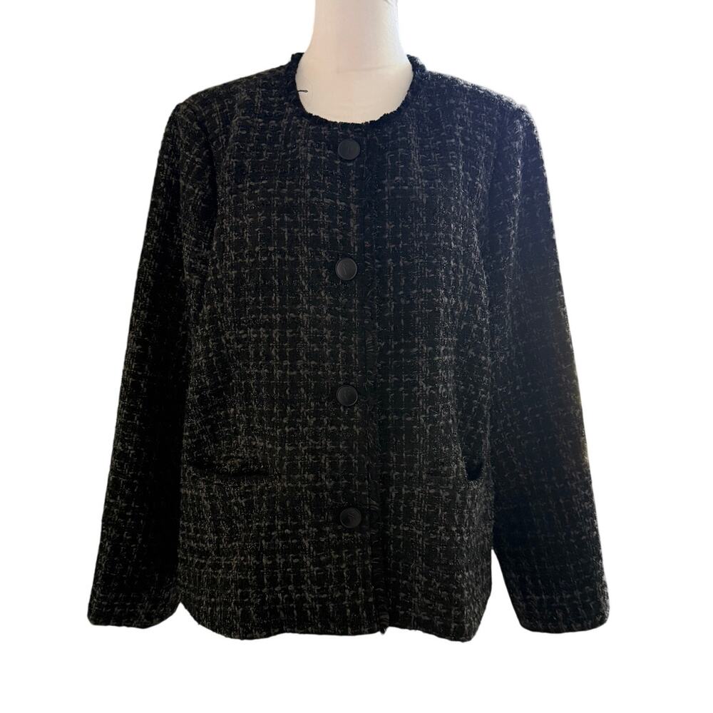 Simply Vera Vera Wang Black Tweed Blazer Jacket 2x Quiet Luxury Old Money Career